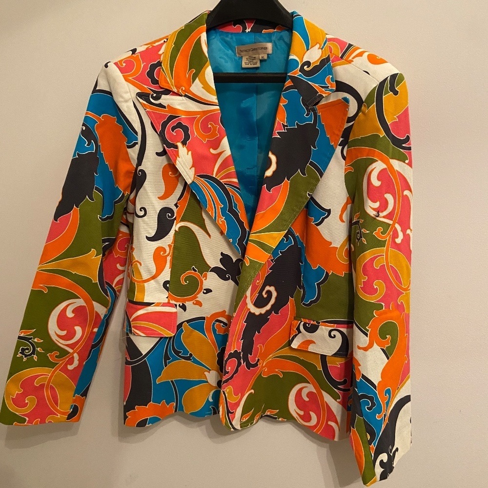 Vintage Patrick Christopher Bright Multicolor Jacket Blazer sz12